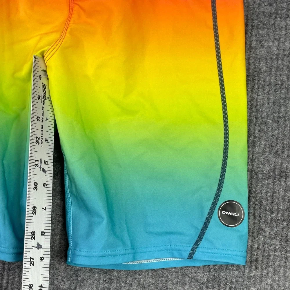 O'Neill Board Shorts Mens 30 Rainbow Ombre Hyperfreak Stretch Swim Trunks Pink